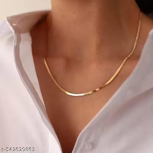 Snake Chain Necklace for Girls & Women | Anti-Tarnish Gold-Plated Stainless Steel Chain | Elegant Daily Wear Jewelry