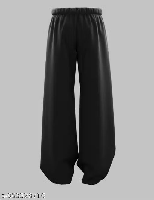 Printed Men Wide Leg Black Track Pants