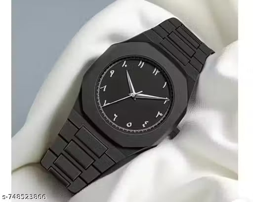 Men’s Trending Arabic Aura Watch - All Black Matte Finish Analog Watch